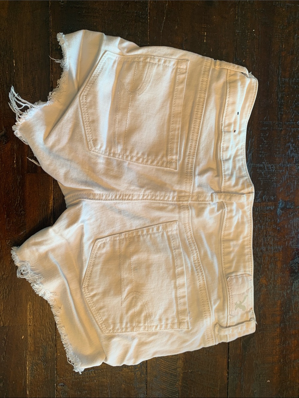 American Eagle Outfitters White Frayed Denim Cutoff Shorts - Picture 4 of 4